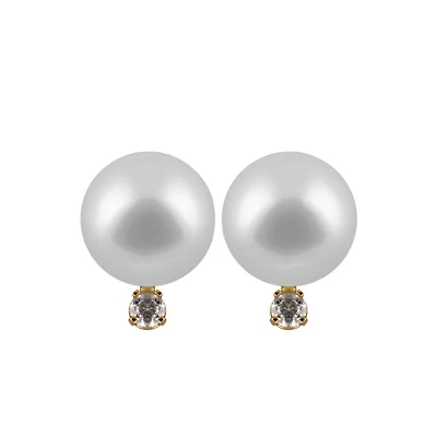 Saltwater White Pearl & Diamond Studs