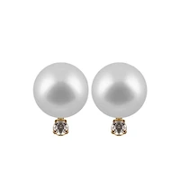 Saltwater White Pearl & Diamond Studs