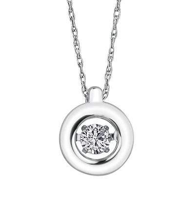 Dancing Diamond 0.10Ct Circle Pendant