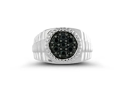 Sterling Silver Black Sapphire Men's Ring