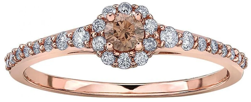 10K Rose Gold 0.55Ctw Champagne Diamond Ring