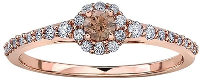 10K Rose Gold 0.55Ctw Champagne Diamond Ring