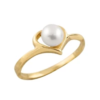 10K Yellow Gold Freshwater Pearl Heart Ring
