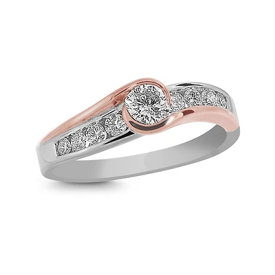 Glacier Fire 14K White & Rose Gold 0.54Ctw Bridal Ring