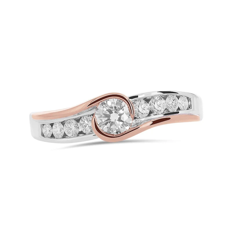 Glacier Fire 14K White & Rose Gold 0.54Ctw Bridal Ring