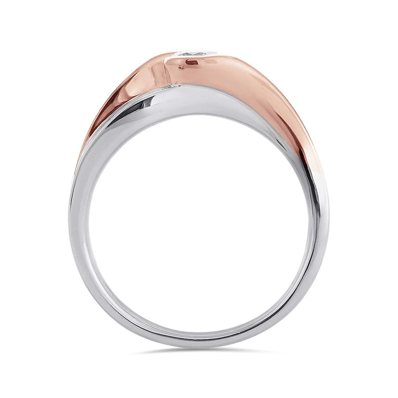 Glacier Fire 14K White & Rose Gold 0.54Ctw Bridal Ring