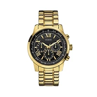 Guess Men's Gold Tone Steel Black Dial Watch