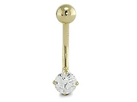 14K Yellow Gold 5Mm Cubic Zirconia Belly Ring