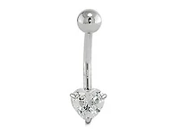 14K White Gold 6Mm Heart Cubic Zirconia Heart Belly Ring