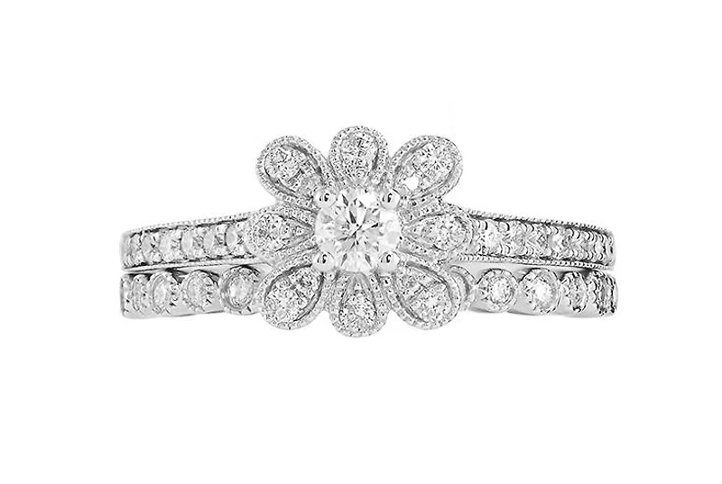 14K White Gold Heirloom Bridal Set