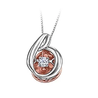Sterling Silver 10K Rose Gold Dancing Diamond Pendant