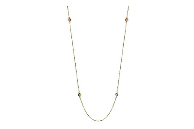 10K Tri-Colour Diamond Cut Stationary Bead Necklace