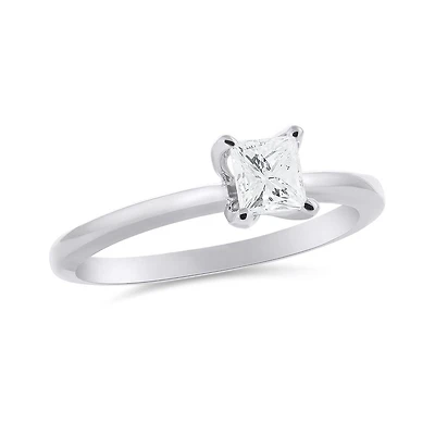 Glacier Fire 14K White Gold 0.50CT Princess Cut Solitaire Ring