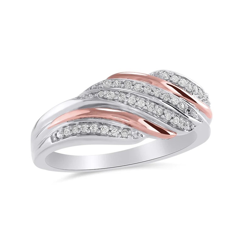 Sterling Silver and 10K Rose Gold 0.11CTW Fashion Ring