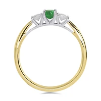 14K Yellow Gold Emerald & 0.20CTW Diamond Ring
