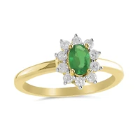14K Yellow Gold Emerald & 0.31CTW Diamond Ring