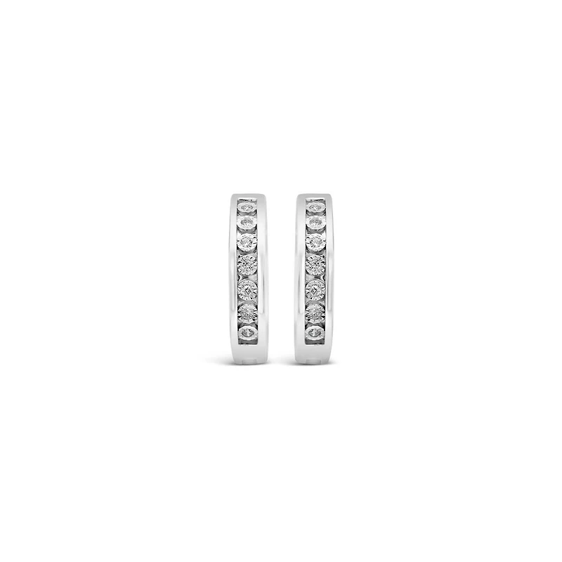 Sterling Silver 0.09CTW Diamond Hoops