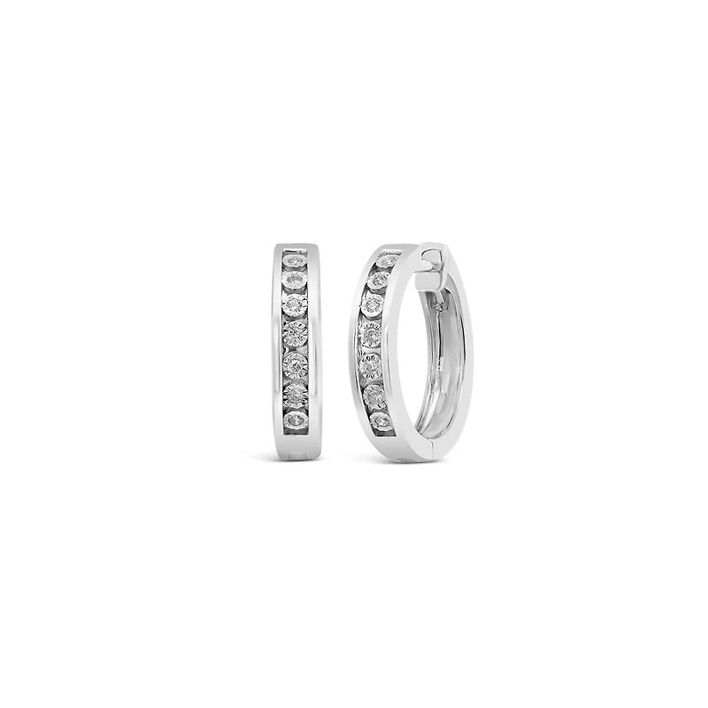 Sterling Silver 0.09CTW Diamond Hoops