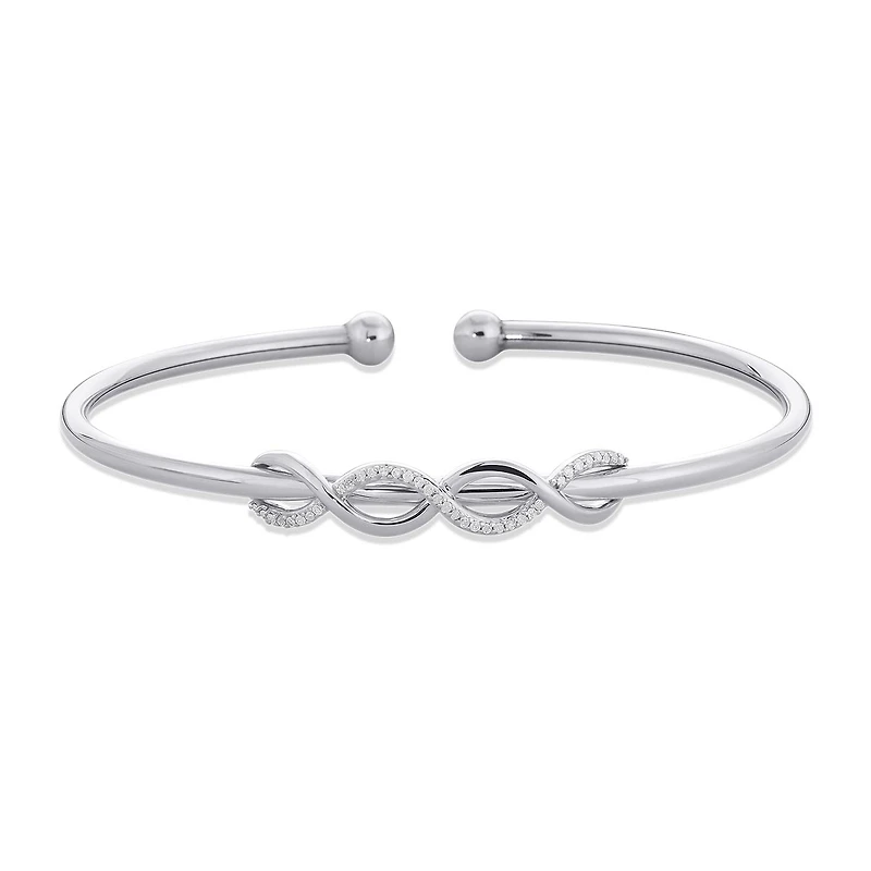 Sterling Silver 0.10Ctw Diamond Bangle