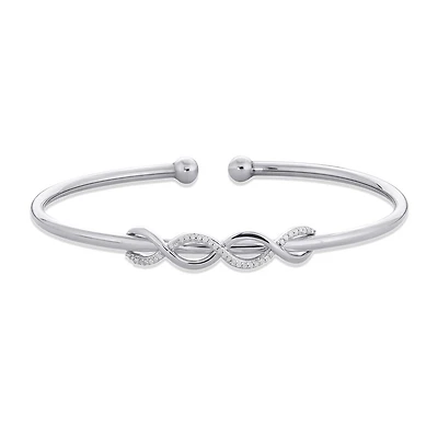 Sterling Silver 0.10Ctw Diamond Bangle