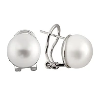 Omega Clip Pearl Stud Earrings