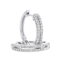 10K White Gold 0.25CTW Double Row Hoops