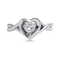 Sterling Silver White Topaz Heart Ring