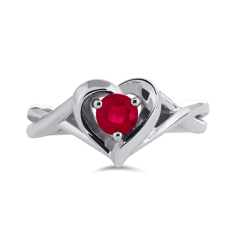 Sterling Silver Ruby Heart Ring