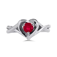 Sterling Silver Ruby Heart Ring