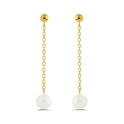14K Yellow Gold Freshwater Pearl Drop Earrings