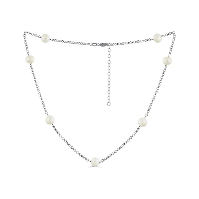 Sterling Silver Freshwater Pearl Tin Cup Necklace