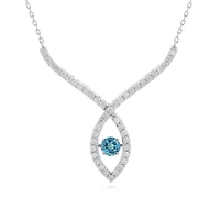 Sterling Silver Blue Topaz & Created White Sapphire Dancing Necklace