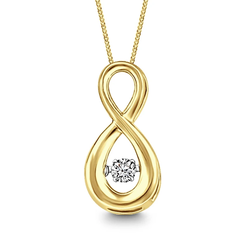Glacier Fire 10K Yellow Gold Infinity Dancing Diamond Pendant
