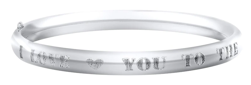Children'S Sterling Silver "I Luv U 2 The Moon & Back" Bangle
