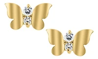 14K Yellow Gold Cubic Zirconia Earrings with 14K Gold Filled Fluted Bell Backs