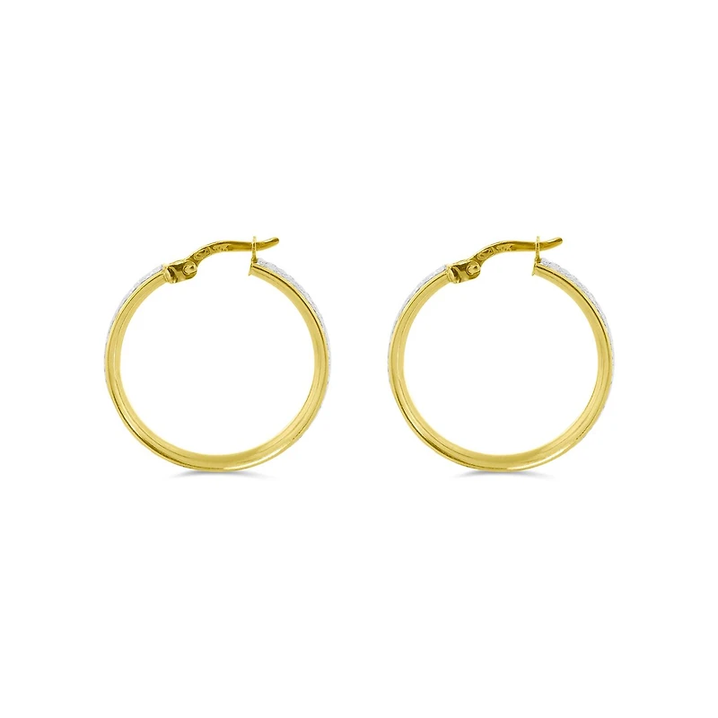 10K Yellow Gold Glitter Hoops