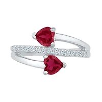 10K White Gold Created Ruby & Sapphire Ring