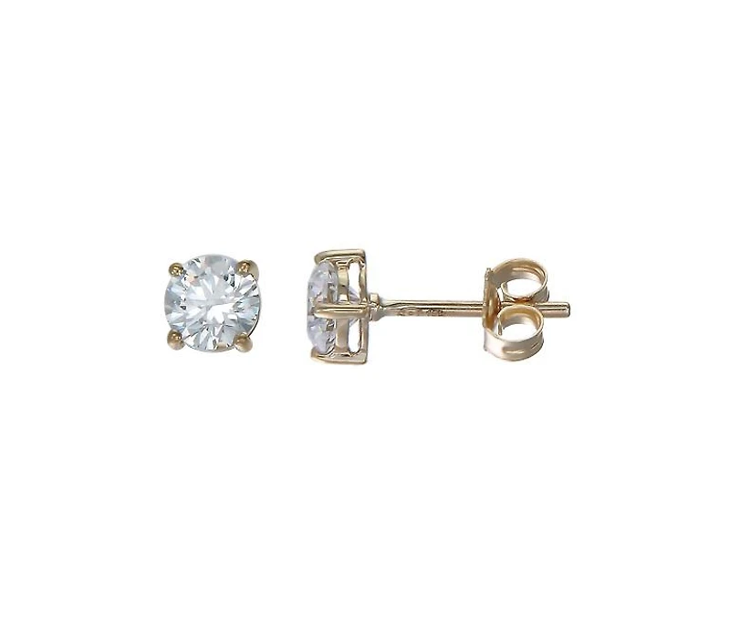 10K Yellow Gold 5mm Round Cubic Zirconia Studs