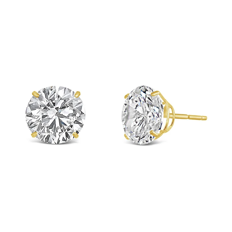 10K Yellow Gold 8mm Round Cubic Zirconia Studs