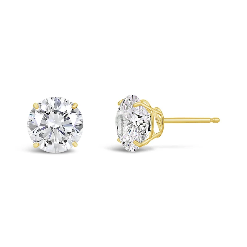 10K Yellow Gold 8mm Round Cubic Zirconia Studs
