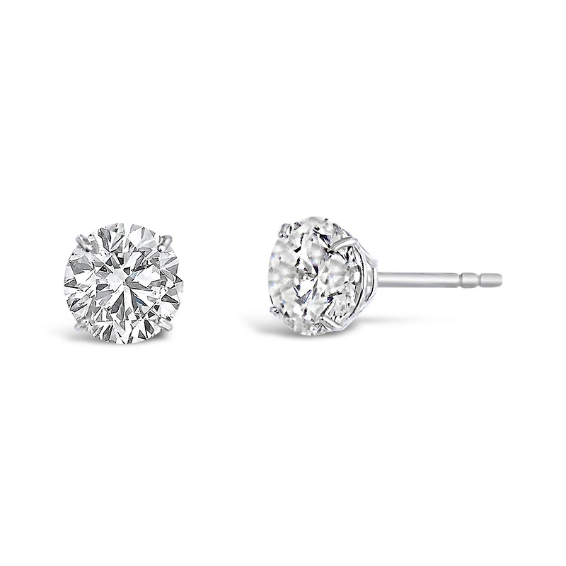 10K White Gold 5mm Round Cubic Zirconia Studs