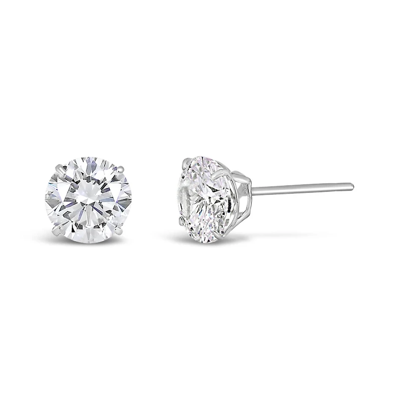 10K White Gold 5mm Round Cubic Zirconia Studs