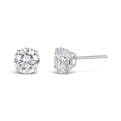 10K White Gold 5mm Round Cubic Zirconia Studs