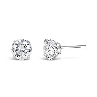 10K White Gold 6mm Round Cubic Zirconia Studs