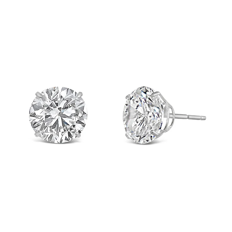 10K White Gold 8mm Round Cubic Zirconia Studs