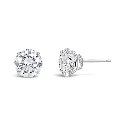 10K White Gold 8mm Round Cubic Zirconia Studs