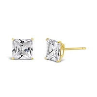 10K Yellow Gold 6mm Princess Cubic Zirconia Studs