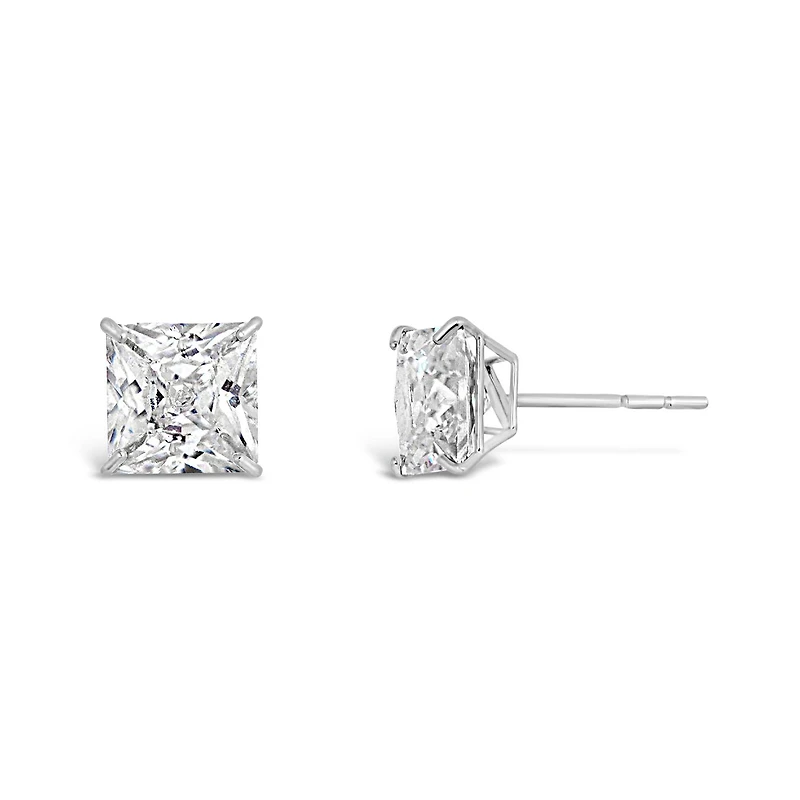 10K White Gold 6mm Princess Cubic Zirconia Studs
