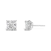 10K White Gold 6mm Princess Cubic Zirconia Studs