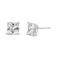 10K White Gold 6mm Princess Cubic Zirconia Studs